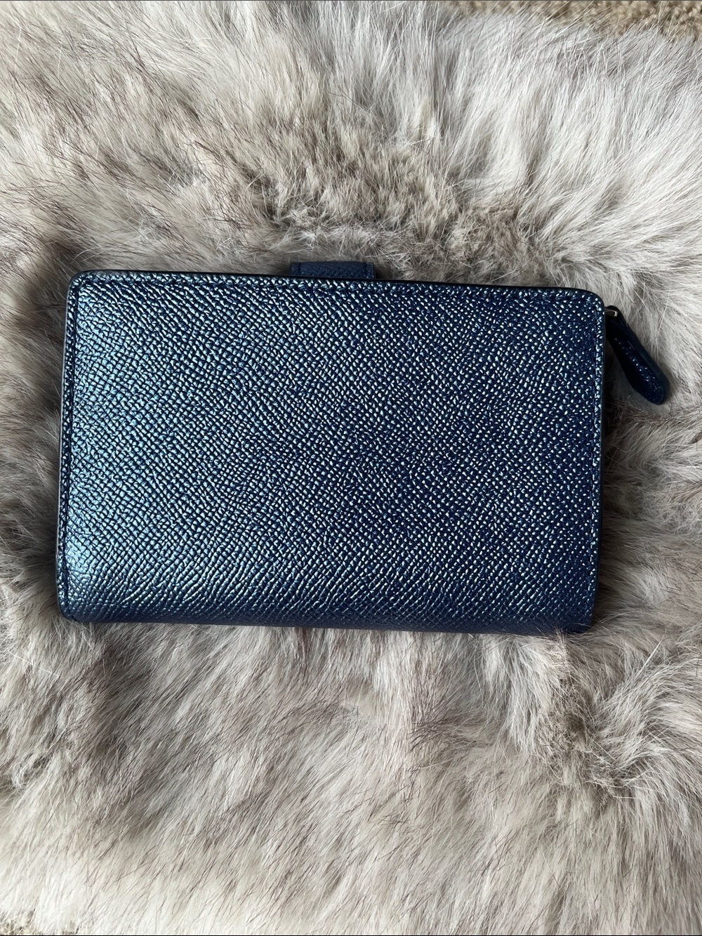 Coach Navy Blue Leather Bifold Medium Corner Zip Wallet - Picture 2 of 9
